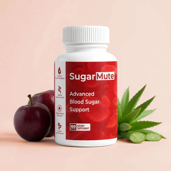SugarMute supplement bottle with plum and aloe vera ingredients
